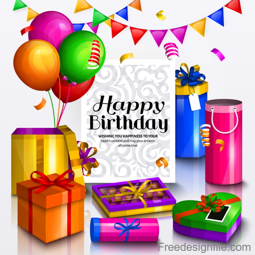 Happy birthday celebration design with gift boxs vector