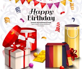 Happy birthday celebration with gifts design vector