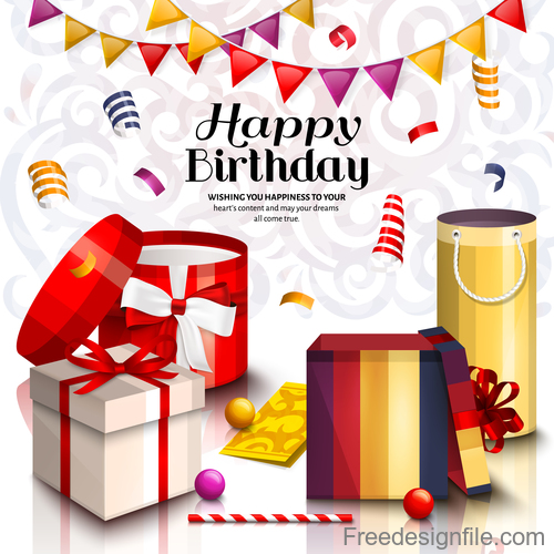 Happy birthday celebration with gifts design vector