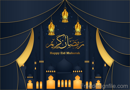 Happy eid mubarak festival design vector