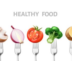 Healthy food with tableware vector
