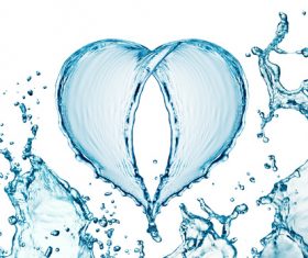 Heart from water splash with bubbles Stock Photo 04