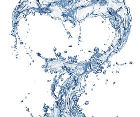 Heart from water splash with bubbles Stock Photo 07