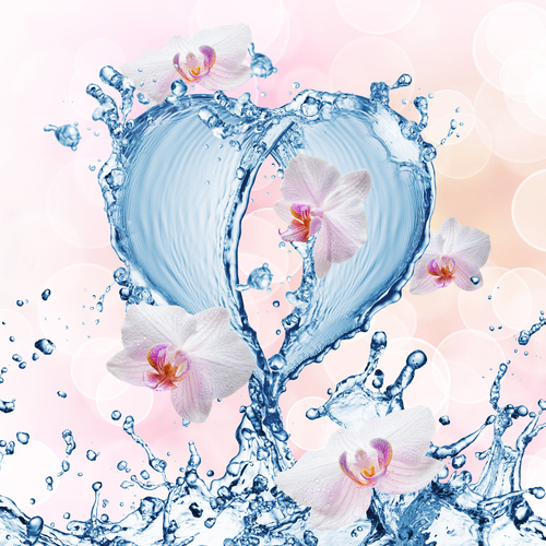 Heart from water splash with bubbles Stock Photo 10