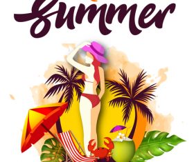 Hello summer design with girl vector