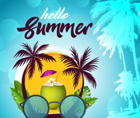 Hello summer design with palm tree vector