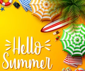 Hello summer design with yellow background vector