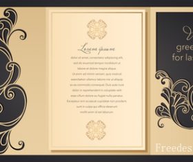Hollowing out floral wedding greeting card vector template 01