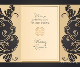 Hollowing out floral wedding greeting card vector template 03