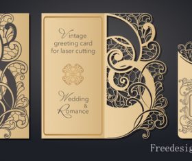 Hollowing out floral wedding greeting card vector template 04
