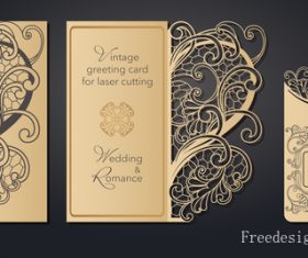 Hollowing out floral wedding greeting card vector template 05
