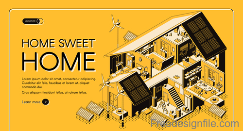 Home sweet isometric template design vector