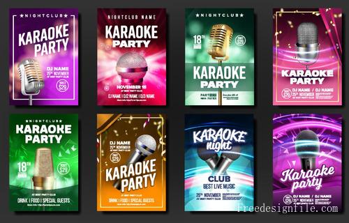 Karaoke party flyer with brochure cover vector