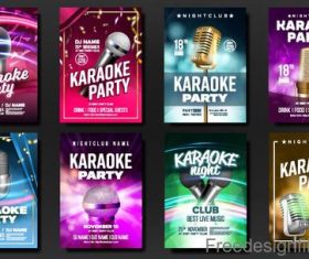 Karaoke party poster with flyer template vectors