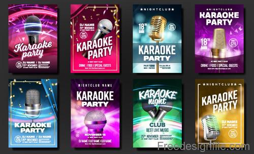 Karaoke party poster with flyer template vectors