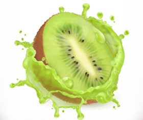 Kiwi fruit juice splash vector illustration