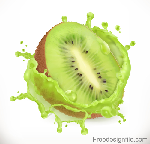 Kiwi fruit juice splash vector illustration