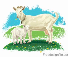 Label goat and kit vector