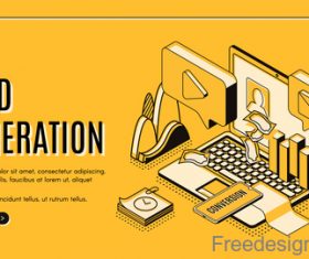 Lead generation isometric template design vector