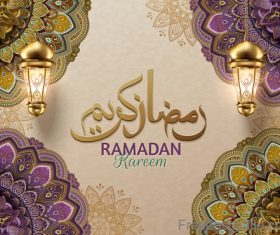 Luxury ornate ramadan kareem festival design vector 05