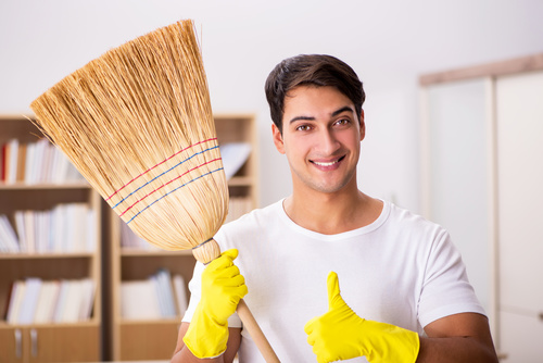 Man doing housework cleaning Stock Photo 02