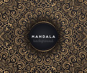 Mandala background with golden seamless pattern vector 02