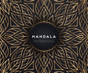 Mandala background with golden seamless pattern vector 03