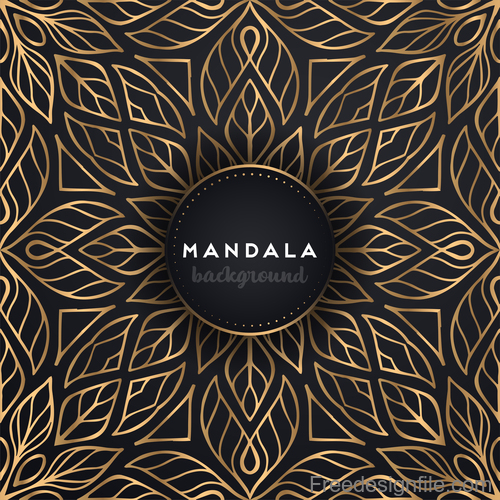 Mandala background with golden seamless pattern vector 03