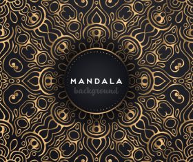 Mandala background with golden seamless pattern vector 04