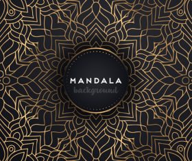 Mandala background with golden seamless pattern vector 05