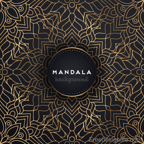 Mandala background with golden seamless pattern vector 05