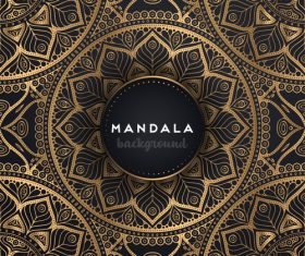 Mandala background with golden seamless pattern vector 06