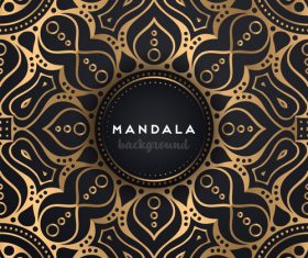 Mandala background with golden seamless pattern vector 07