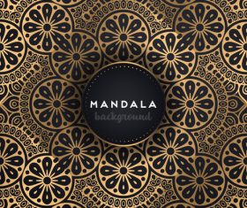 Mandala background with golden seamless pattern vector 08
