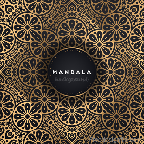 Mandala background with golden seamless pattern vector 08