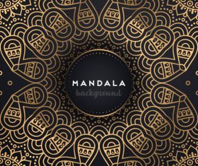 Mandala background with golden seamless pattern vector 09