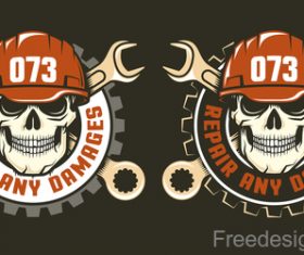 Mechanical repair labels design vector 02