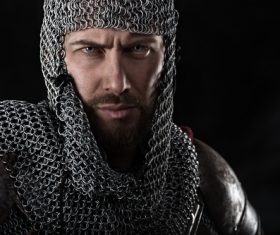 Medieval knight wearing armor Stock Photo 10