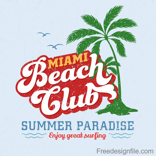 Miami Beach Club Logo design vector free download