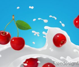 Milk Splash Cherry design vector