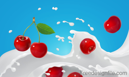 Milk Splash Cherry design vector