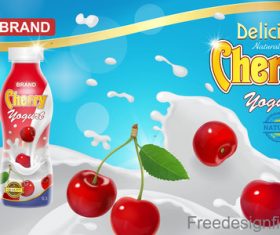 Milk Splash Cherry drinking design vector