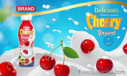 Milk Splash Cherry drinking design vector