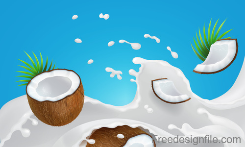Milk Splash Coconut design vector