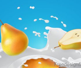 Milk Splash Pear design vector