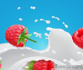 Milk Splash Raspberry design vector
