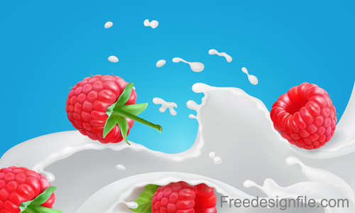 Milk Splash Raspberry design vector