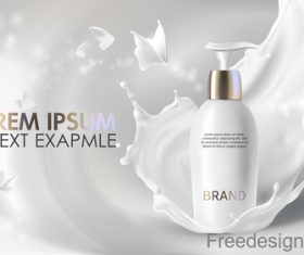 Milk with cosmetics poster template vector
