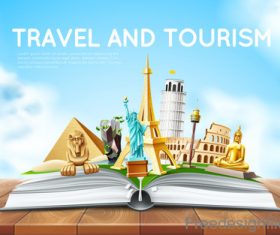Modern travel design vector material 01
