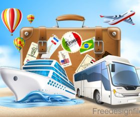 Modern travel design vector material 02